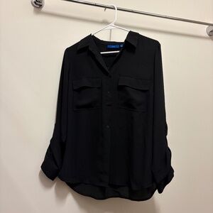 🖤 Black Chiffon Button-Up Blouse – Classic & Polished 🖤 Apt. 9 - Size Small
